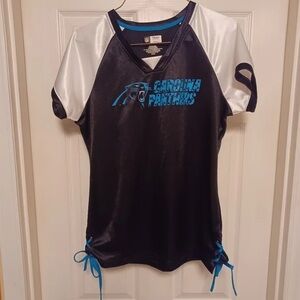 NFL Carolina Panthers Black and White Jersey Top with Blue Accents